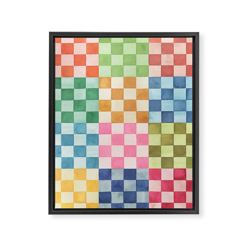 Eclectic  revival Handmade checker Multicolored Framed Canvas Print Gallery Image 8