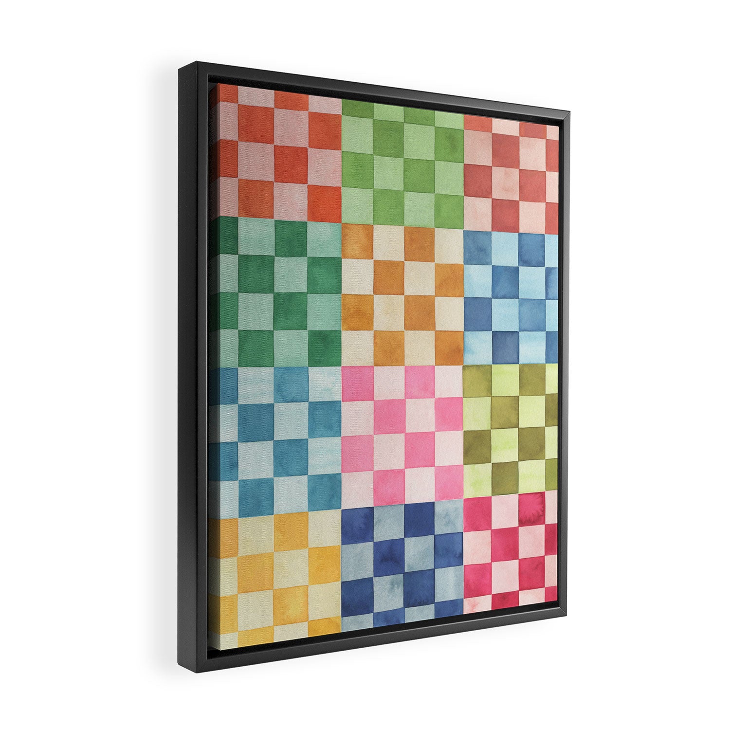 Eclectic  revival Handmade checker Multicolored Framed Canvas Print Gallery Image 2