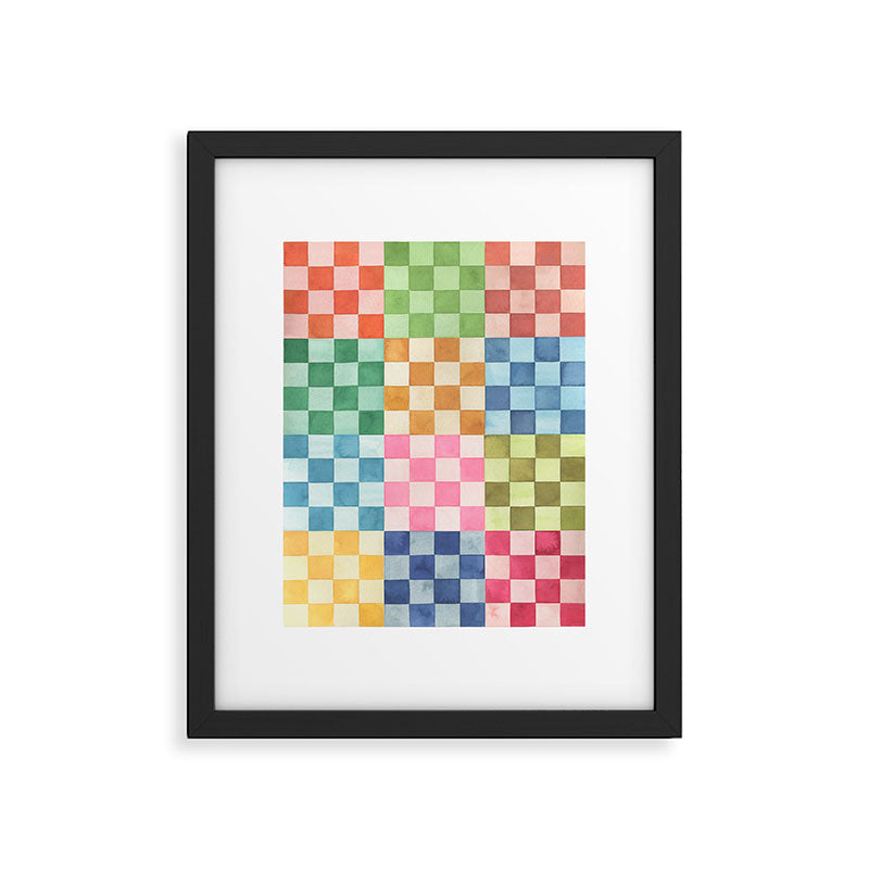Eclectic  revival Handmade checker Multicolored Framed Art Print Gallery Image 6