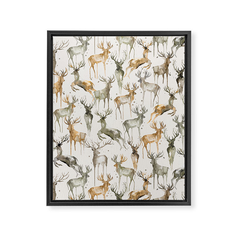 Fall Winter Woodland Deer Animals Framed Canvas Print Gallery Image 8