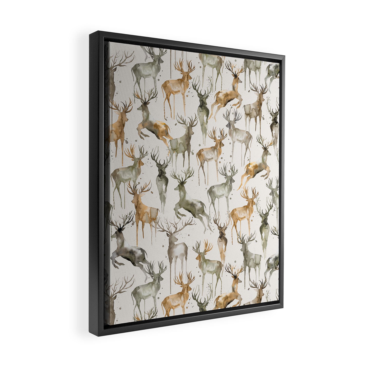 Fall Winter Woodland Deer Animals Framed Canvas Print Gallery Image 2