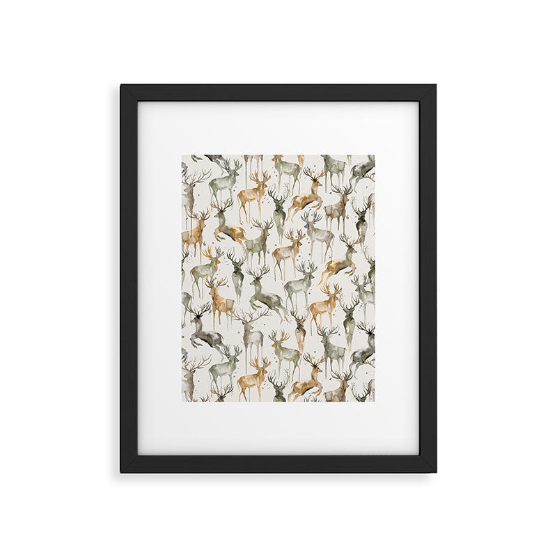 Fall Winter Woodland Deer Animals Framed Art Print Gallery Image 6