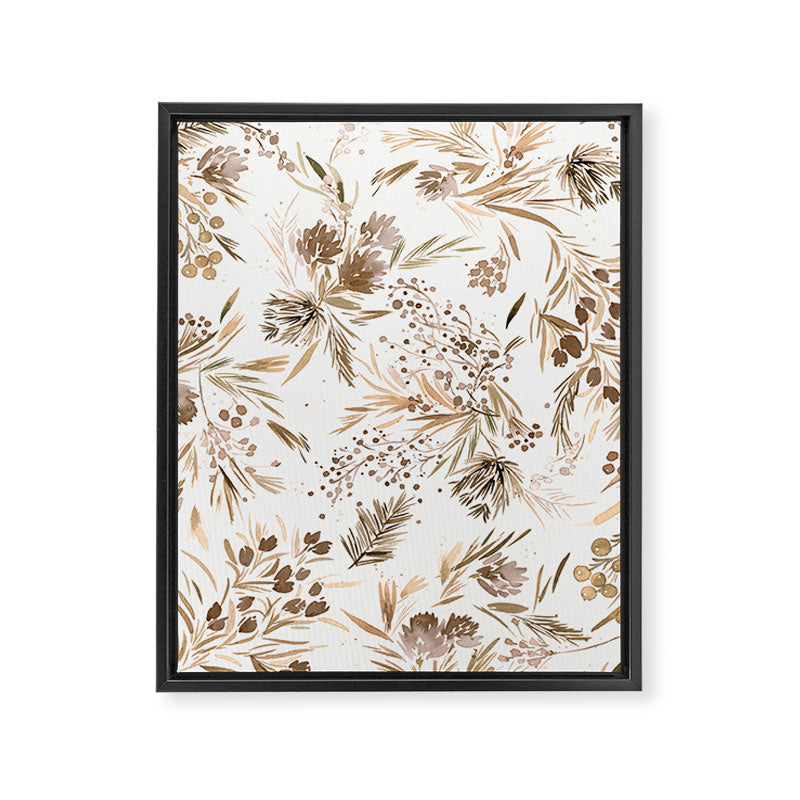 Festive floral Botanical watercolor Rustic gold Framed Canvas Print Gallery Image 8