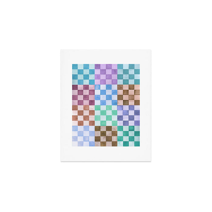 Handmade checker Cool tones Cozy heirloom Art Print Gallery Image 1
