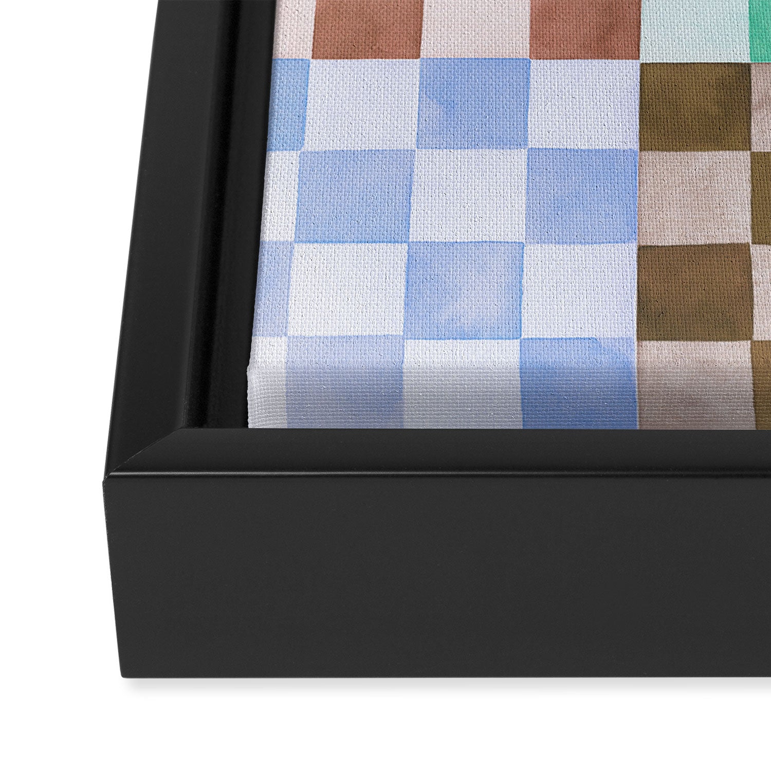 Handmade checker Cool tones Cozy heirloom Framed Canvas Print Gallery Image 3