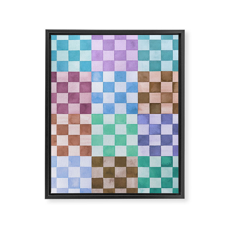 Handmade checker Cool tones Cozy heirloom Framed Canvas Print Gallery Image 8