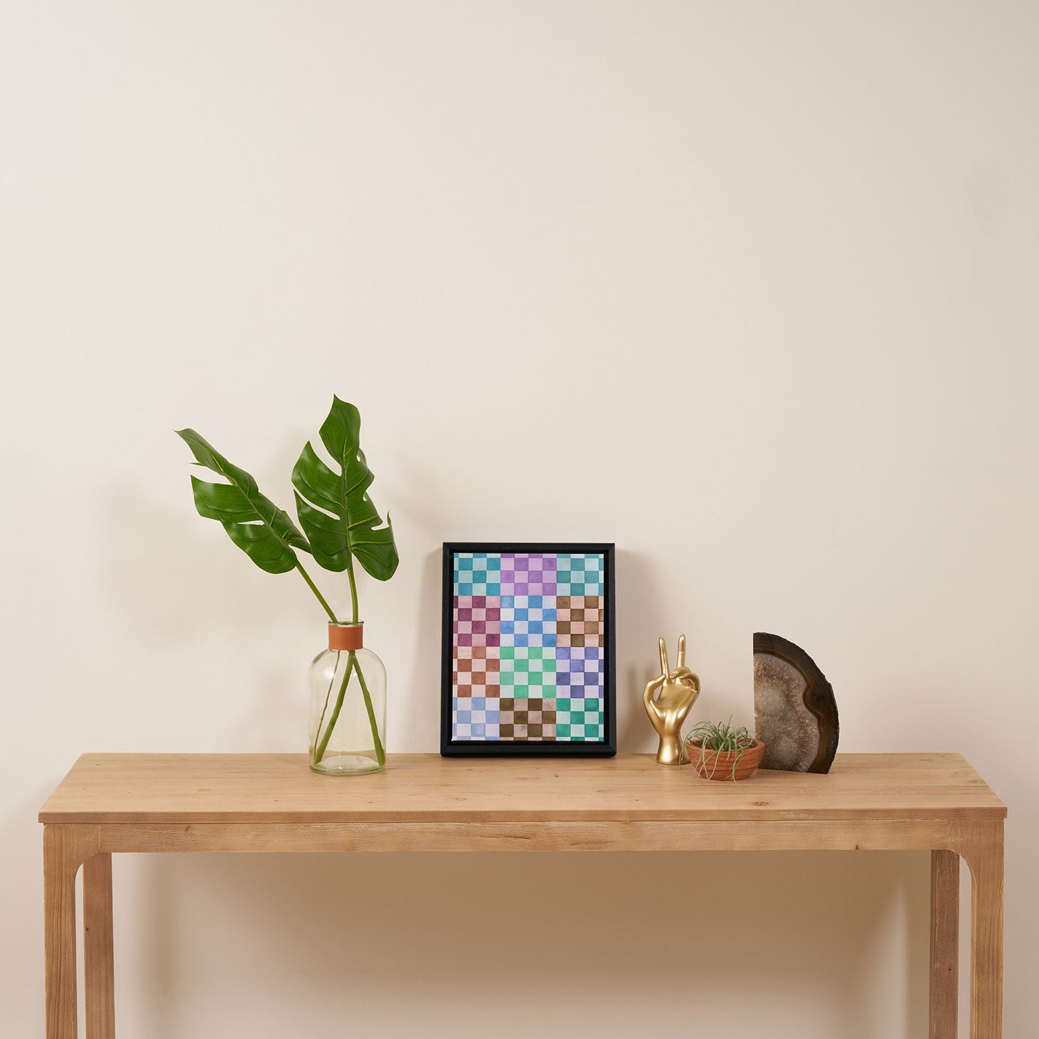 Handmade checker Cool tones Cozy heirloom Framed Canvas Print Gallery Image 4