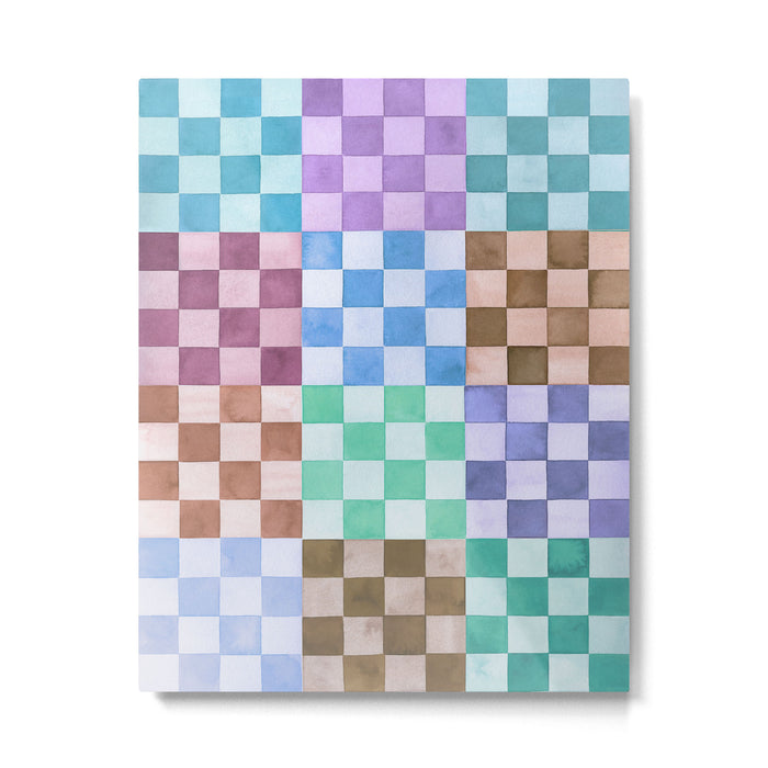 Handmade checker Cool tones Cozy heirloom Metal Print Gallery Image 1