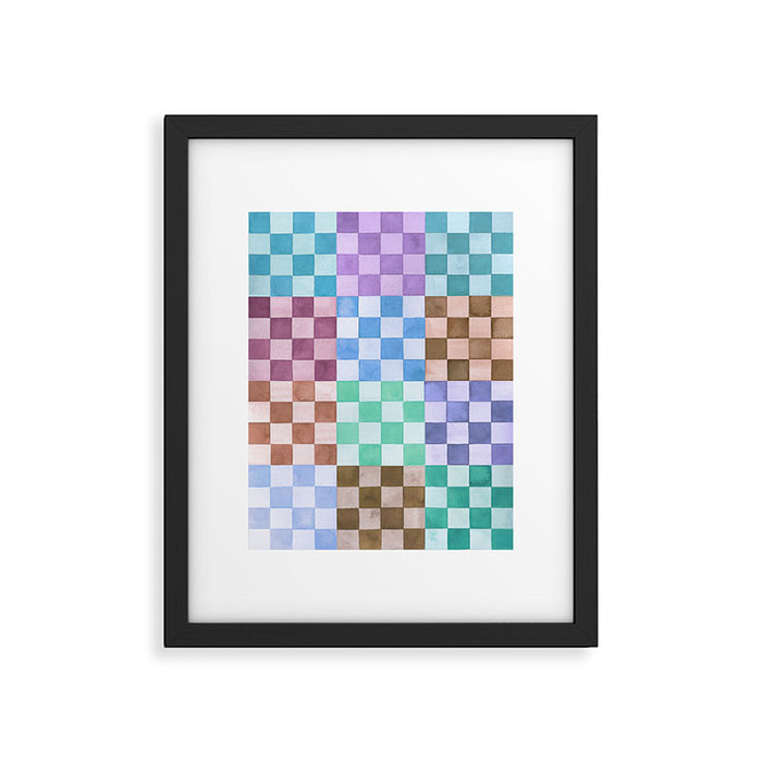 Handmade checker Cool tones Cozy heirloom Framed Art Print Gallery Image 1
