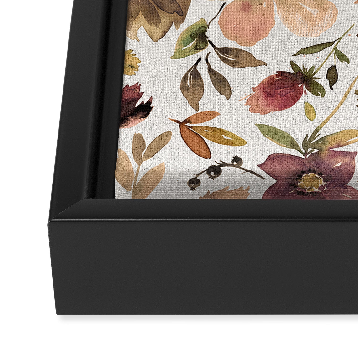 Harvest 2025 Artistic Autumn Floral Leaves Brown Framed Canvas Print Gallery Image 3