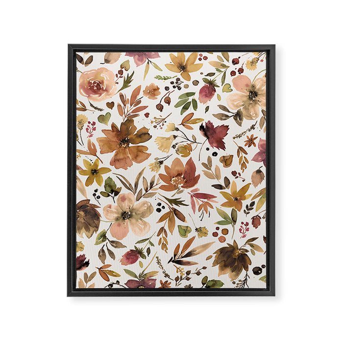 Harvest 2025 Artistic Autumn Floral Leaves Brown Framed Canvas Print Gallery Image 1