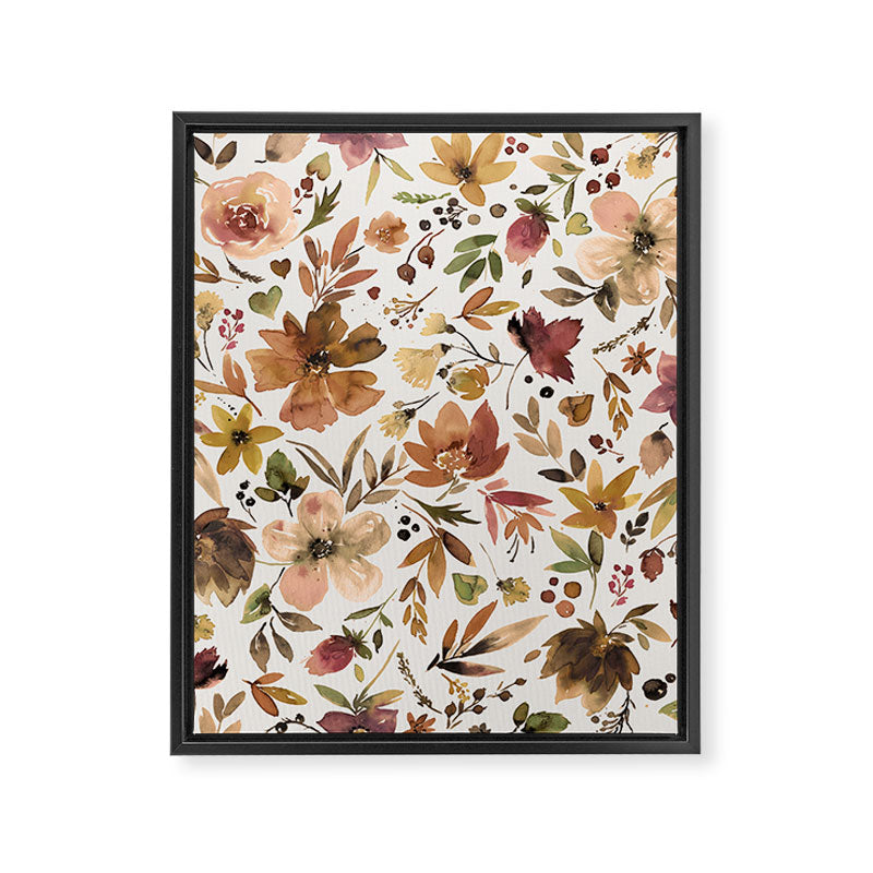 Harvest 2025 Artistic Autumn Floral Leaves Brown Framed Canvas Print Gallery Image 8