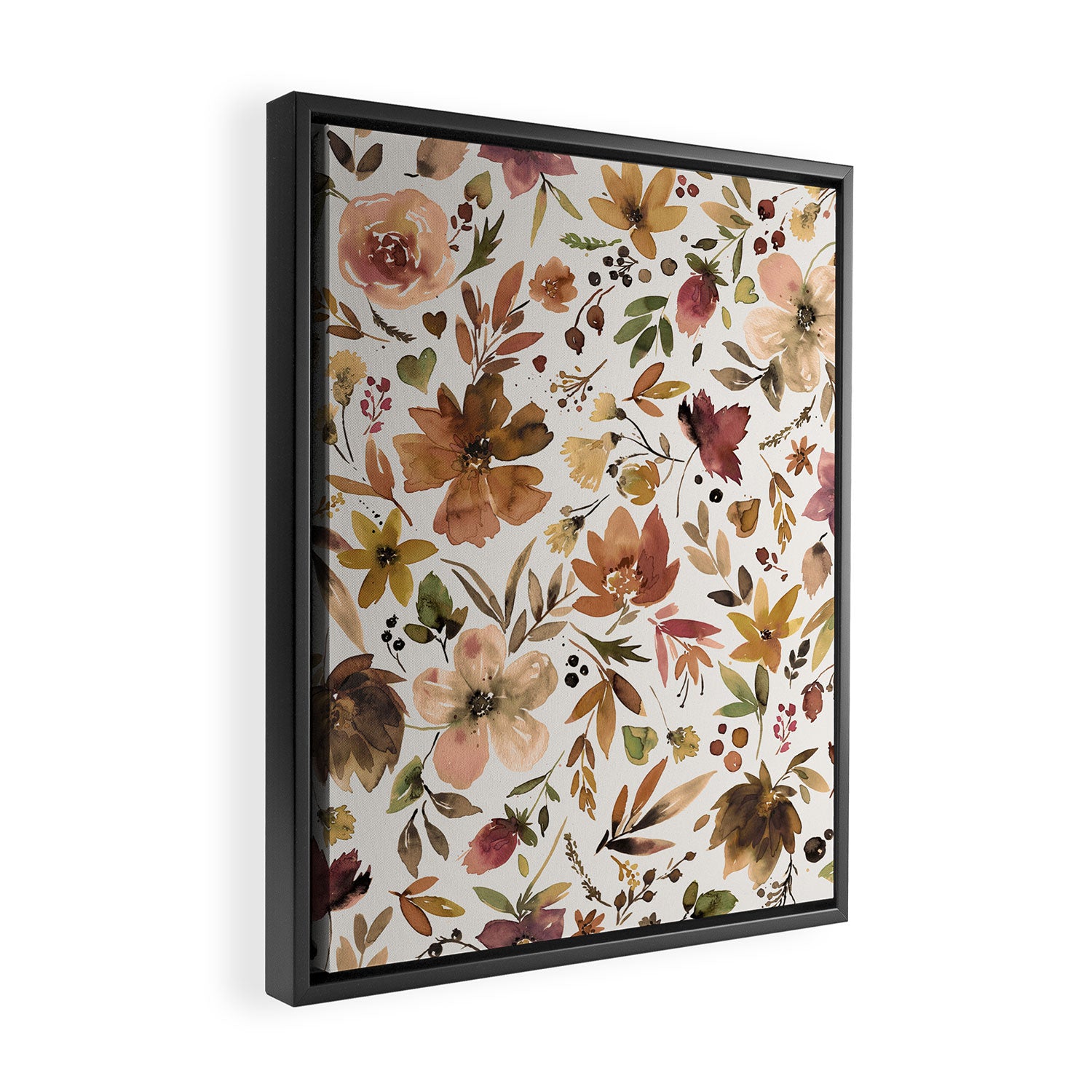 Harvest 2025 Artistic Autumn Floral Leaves Brown Framed Canvas Print Gallery Image 2