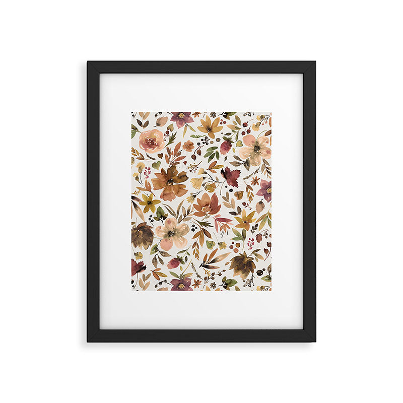 Harvest 2025 Artistic Autumn Floral Leaves Brown Framed Art Print Gallery Image 6