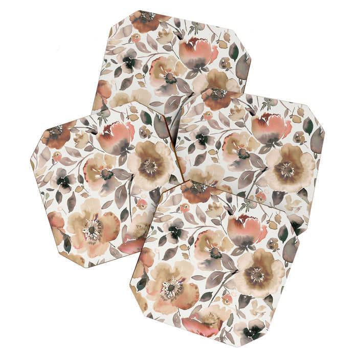 Harvest 2025 Artistic Poppies Autumn Blush Warm Watercolor Floral Rustic Coaster Gallery Image 1