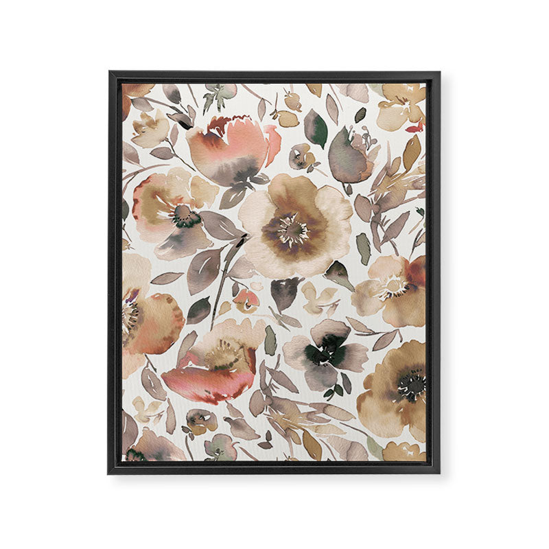Harvest 2025 Artistic Poppies Autumn Blush Warm Watercolor Floral Rustic Framed Canvas Print Gallery Image 6