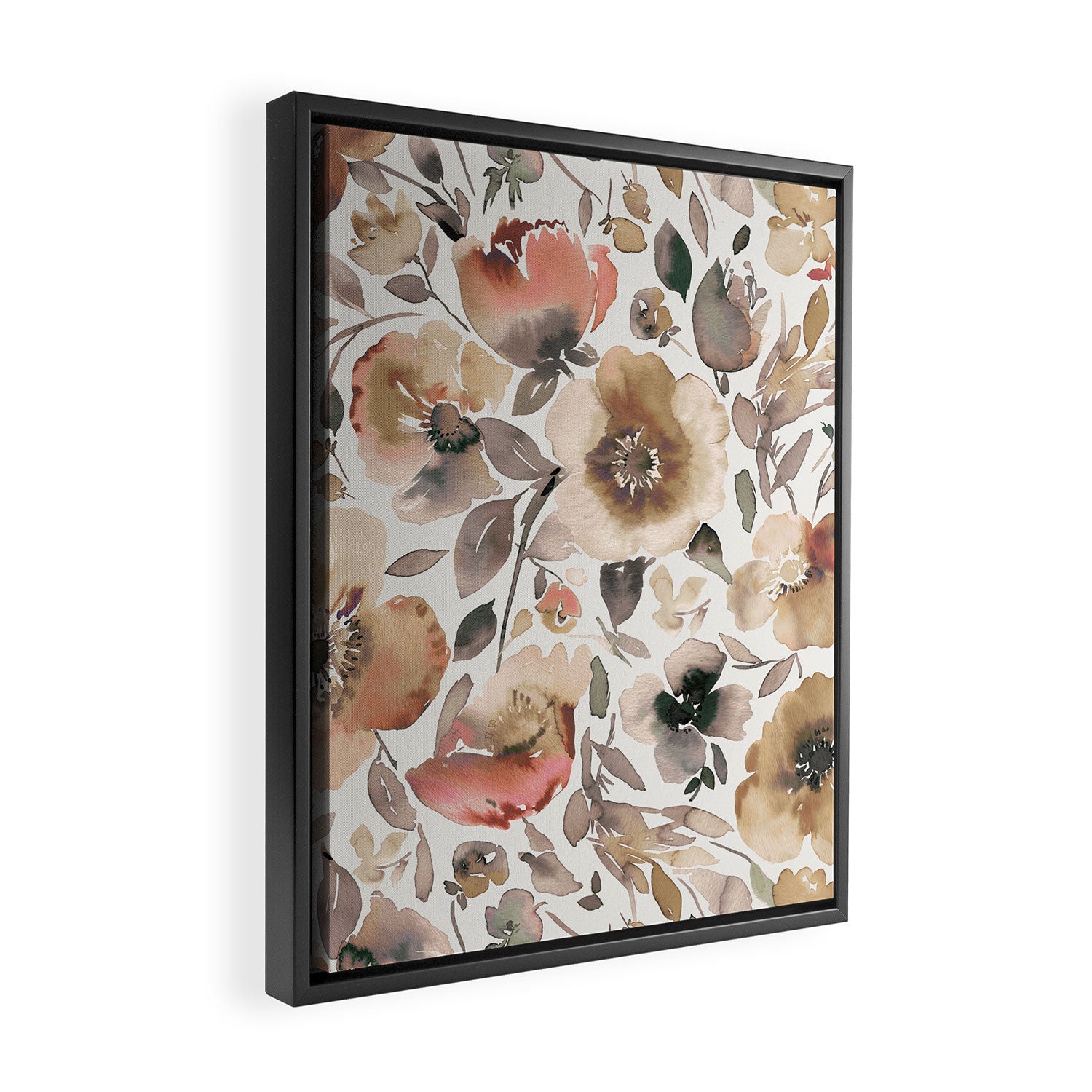 Harvest 2025 Artistic Poppies Autumn Blush Warm Watercolor Floral Rustic Framed Canvas Print Gallery Image 2