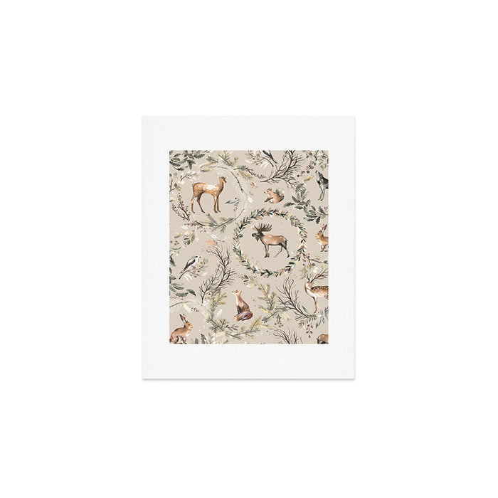 Harvest 2025 Woodland Toile Winter Autumn Animals Forest  Art Print Gallery Image 1