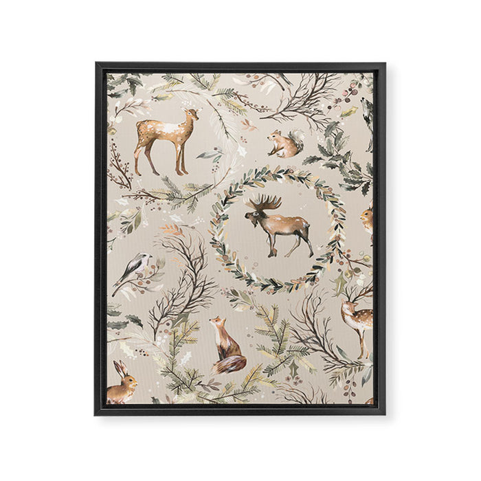 Harvest 2025 Woodland Toile Winter Autumn Animals Forest  Framed Canvas Print Gallery Image 1