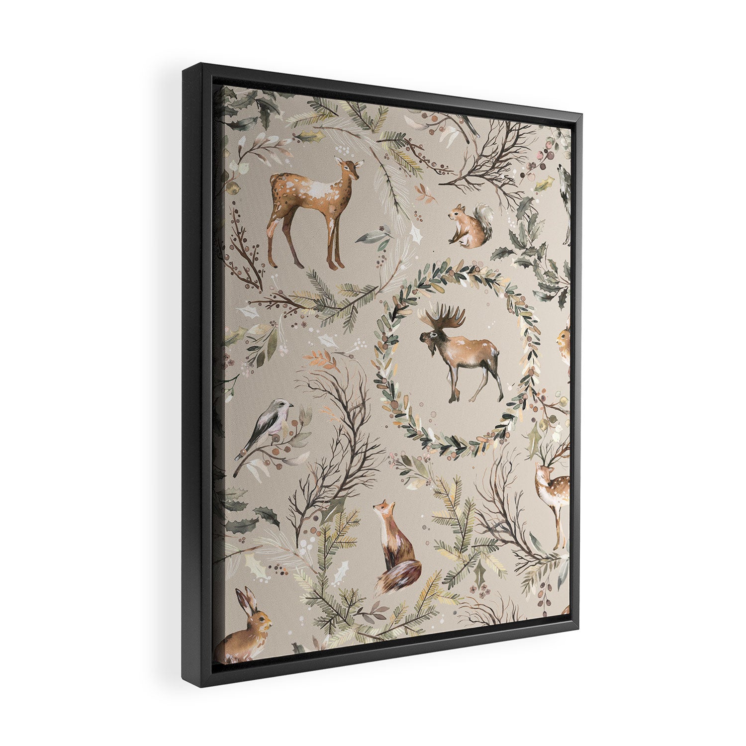 Harvest 2025 Woodland Toile Winter Autumn Animals Forest  Framed Canvas Print Gallery Image 2