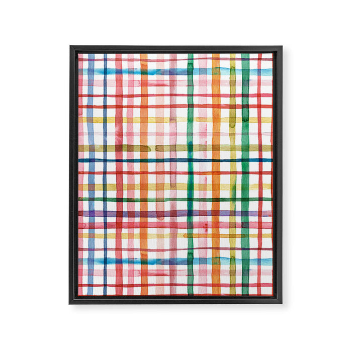  Holiday 2025 Cheerful Plaid Watercolor Gingham Framed Canvas Print Gallery Image 1