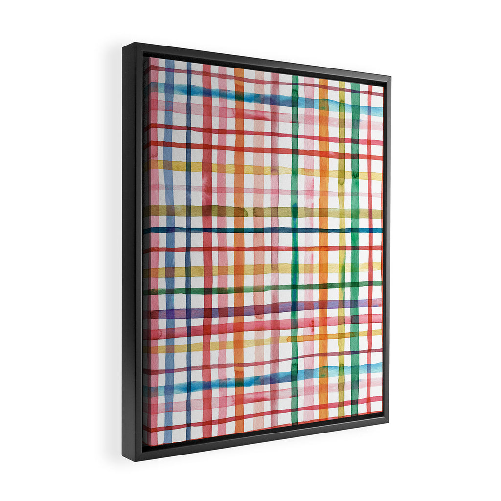  Holiday 2025 Cheerful Plaid Watercolor Gingham Framed Canvas Print Gallery Image 2
