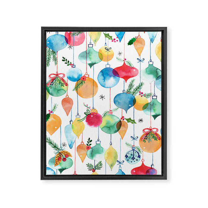 Holiday 2025 Christmas Colorful Baubles Framed Canvas Print Gallery Image 1