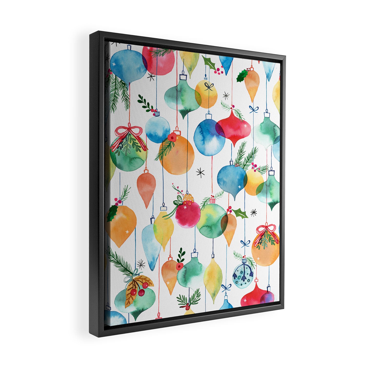 Holiday 2025 Christmas Colorful Baubles Framed Canvas Print Gallery Image 2