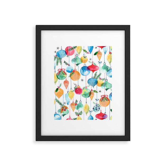 Holiday 2025 Christmas Colorful Baubles Framed Art Print Gallery Image 1
