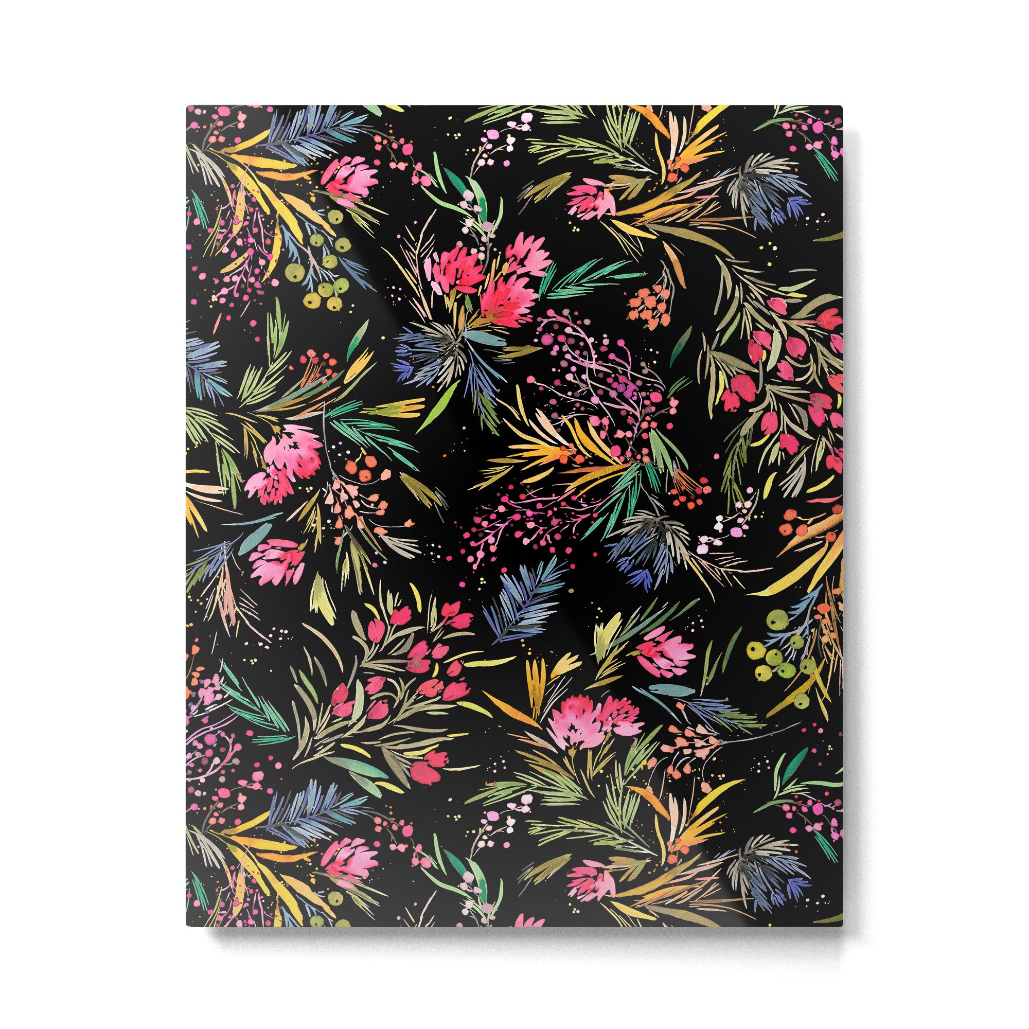 Holiday 2025 Festive Floral Foliage Colorful Dark Metal Print Gallery Image 4