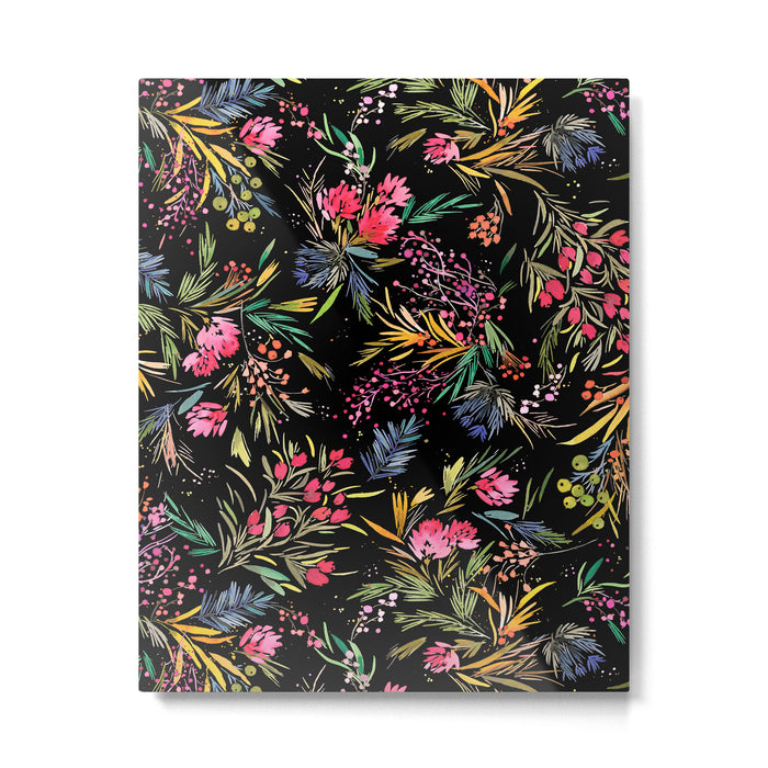 Holiday 2025 Festive Floral Foliage Colorful Dark Metal Print Gallery Image 1