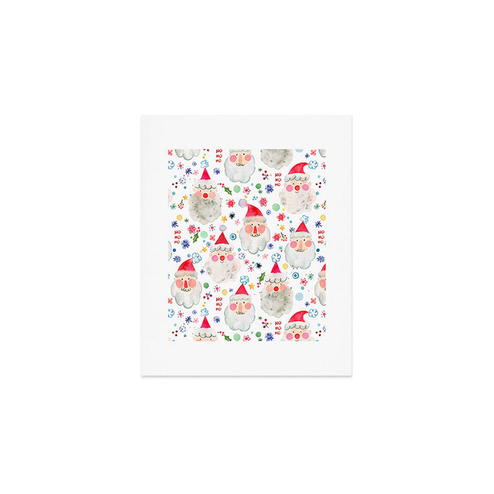 Holiday 2025 Santa claus Happy cute portrait Multicolored Christmas Art Print Gallery Image 1