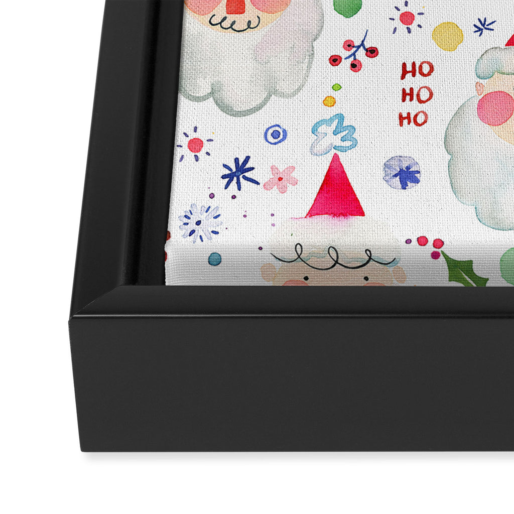 Holiday 2025 Santa claus Happy cute portrait Multicolored Christmas Framed Canvas Print Gallery Image 3