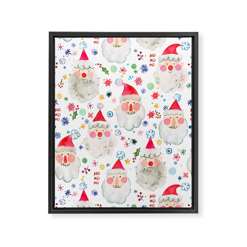 Holiday 2025 Santa claus Happy cute portrait Multicolored Christmas Framed Canvas Print Gallery Image 8