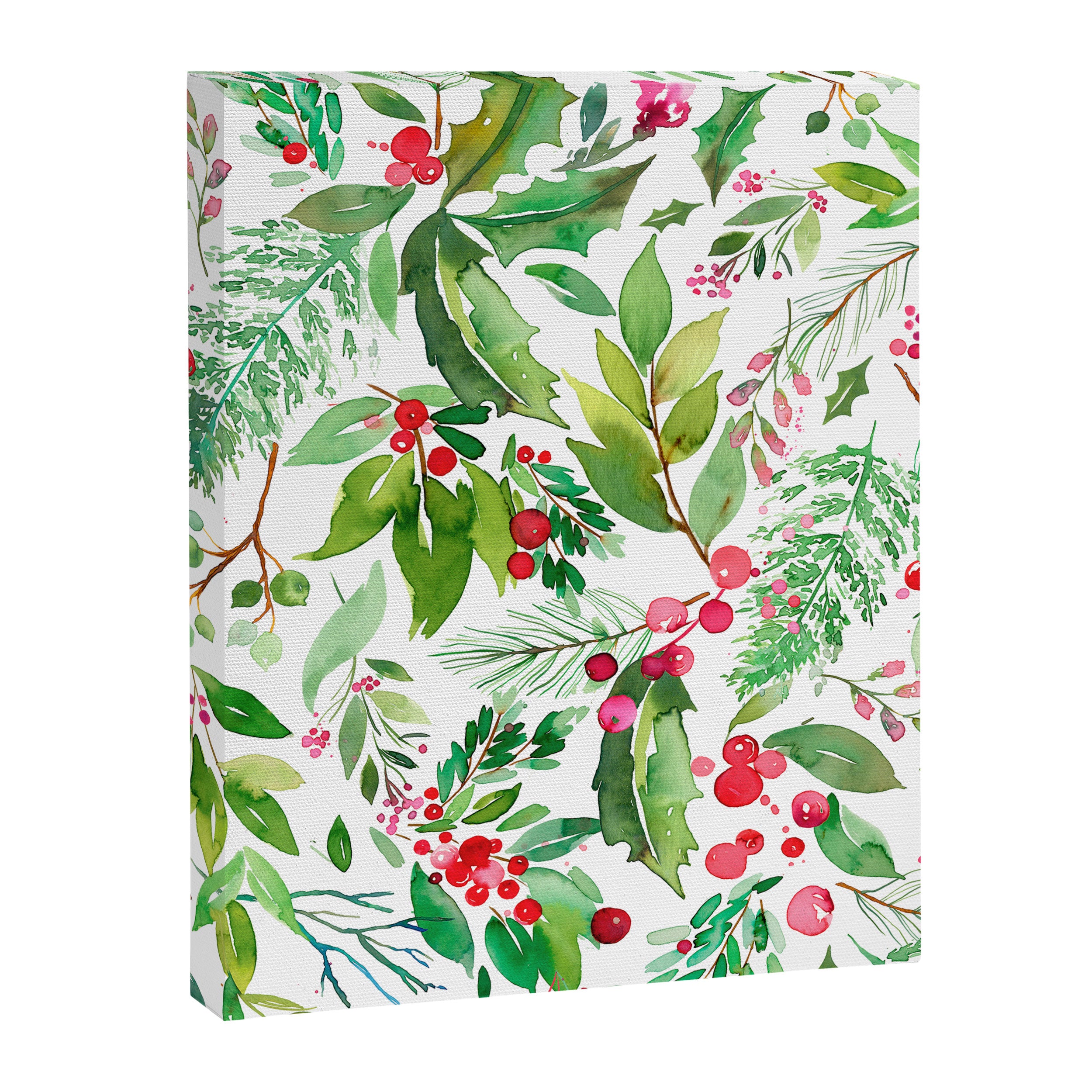 Holiday Christmas Winter Nature Botanical Leaves Green Canvas Print Gallery Image 6
