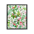 Holiday Christmas Winter Nature Botanical Leaves Green Framed Canvas Print Gallery Image 6