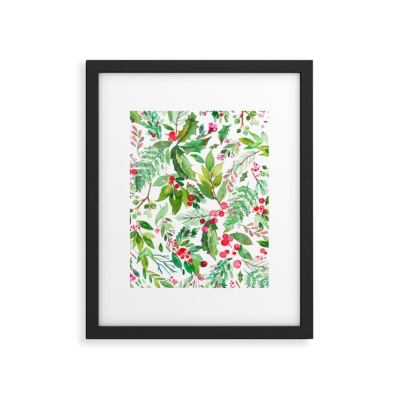Holiday Christmas Winter Nature Botanical Leaves Green Framed Art Print Gallery Image 5