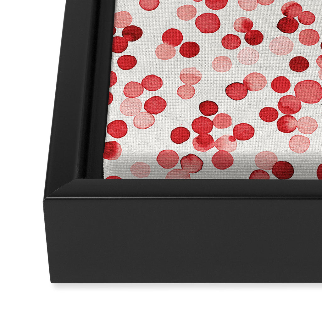 Holiday Confetti Christmas Dots Red Framed Canvas Print Gallery Image 3