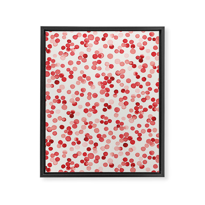 Holiday Confetti Christmas Dots Red Framed Canvas Print Gallery Image 1