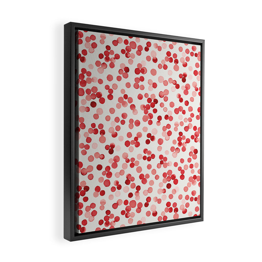 Holiday Confetti Christmas Dots Red Framed Canvas Print Gallery Image 2