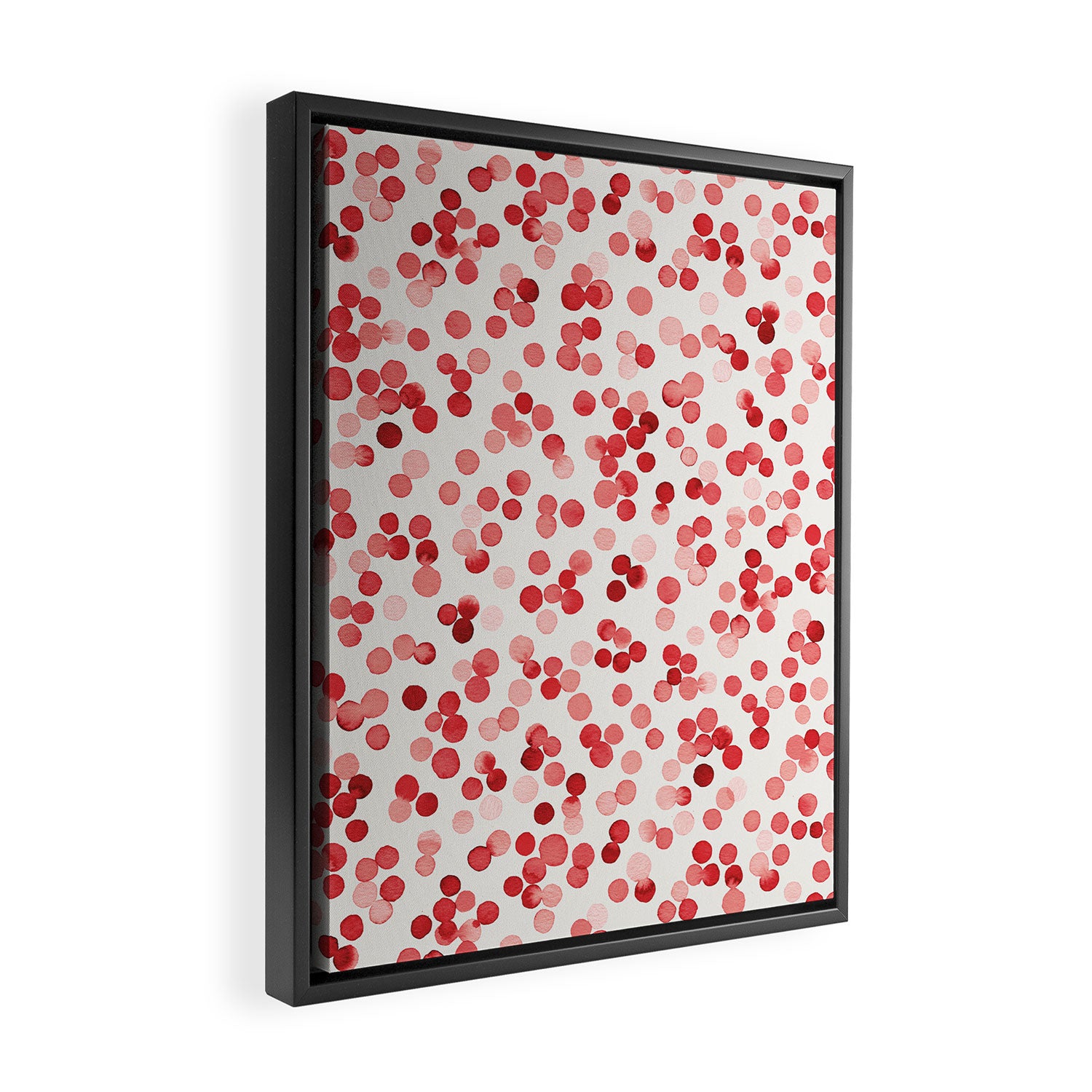 Holiday Confetti Christmas Dots Red Framed Canvas Print Gallery Image 2