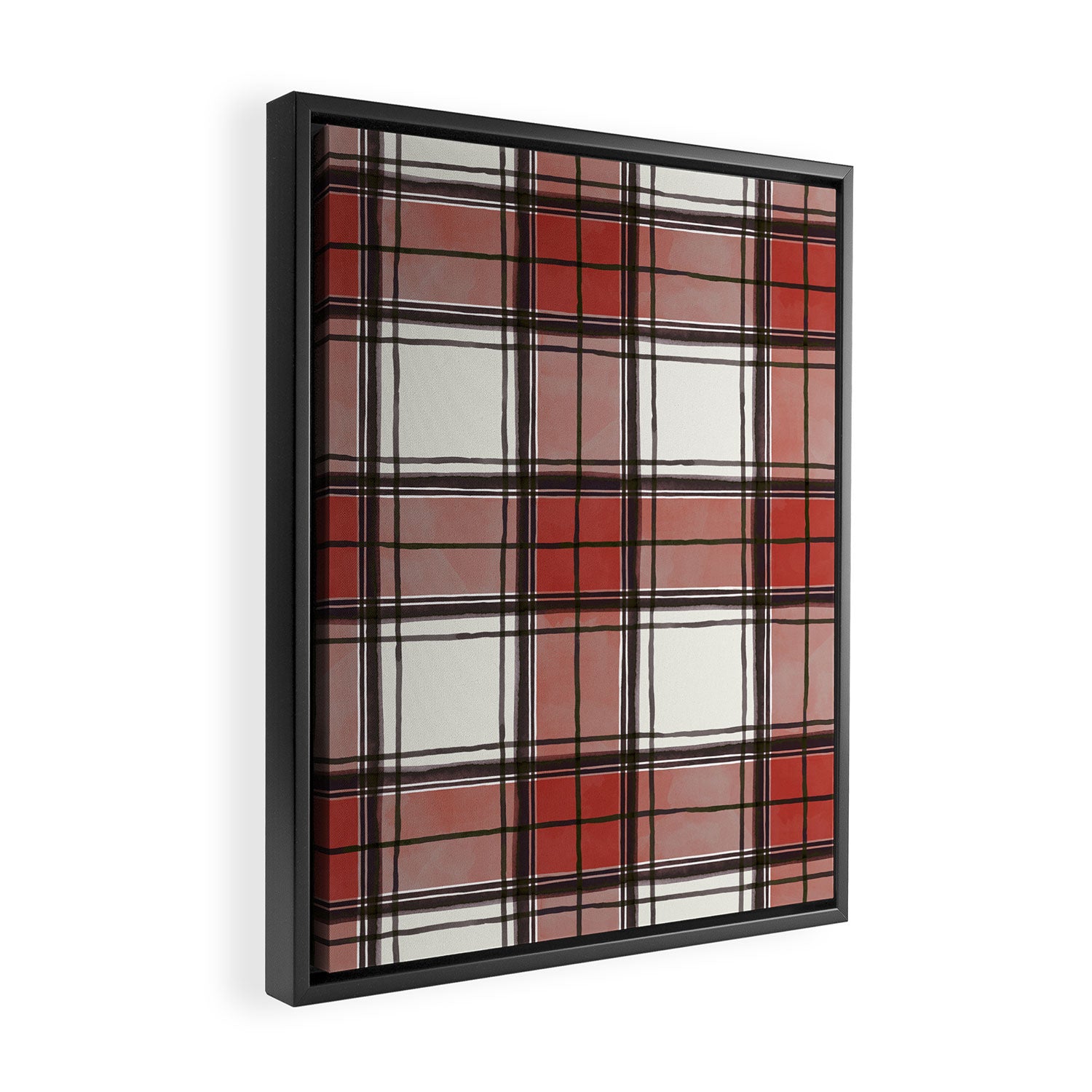 Holiday Plaids - Rustic checks Red Framed Canvas Print Gallery Image 2