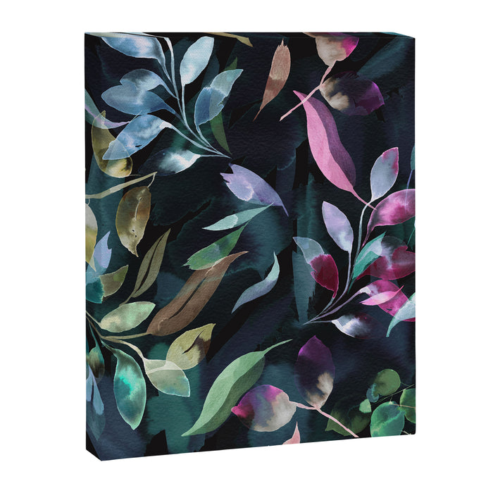 Midnight garden foliage Watercolor Leaves Dark Romantic botanical Jewel tones Canvas Print Gallery Image 1