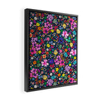 Millefleurs Spring Little Flowers Folky Navy Framed Canvas Print Gallery Image 2