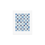 Mosaic plaids geometric pattern watercolor Soft blue Art Print Gallery Image 1