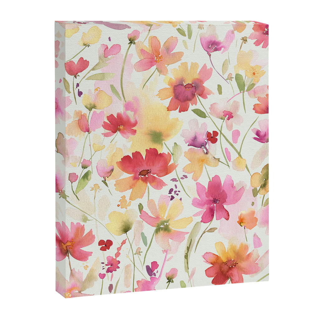 Natural Haze Spring Meadow Cosmos Wildflowers Magenta Red Yellow Canvas Print Gallery Image 6