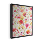 Natural Haze Spring Meadow Cosmos Wildflowers Magenta Red Yellow Framed Canvas Print Gallery Image 2
