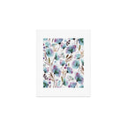 Poppies Loose Floral Watercolor - Meadow Wildflowers - Aqua Plum  Art Print Gallery Image 1