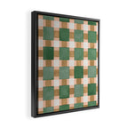 Retro plaid checks geometry Green Ocre Framed Canvas Print Gallery Image 2