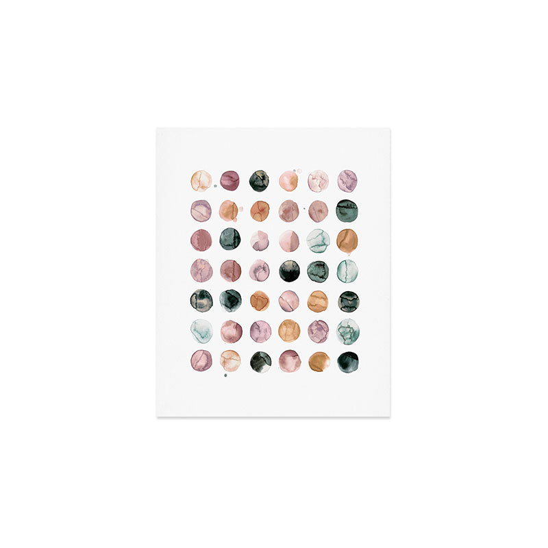 Watercolor Earth Tone Dots Minimal Boho Pattern Art Print Gallery Image 1
